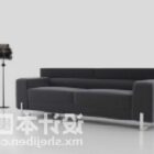 أريكة متعددة المقاعد قماش رمادي مع مصباح