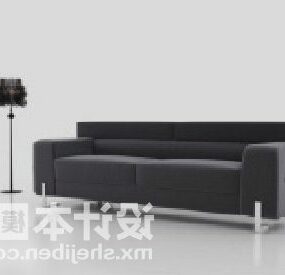 Multi Seaters Sofa Grey Fabric With Lamp 3d model