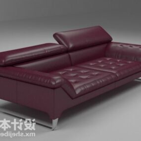 Bordeaux Leather Living Room Sofa 3d model