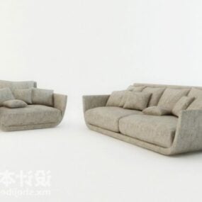 مجموعة أريكة رمادية بذراعين نموذج ثلاثي الأبعاد