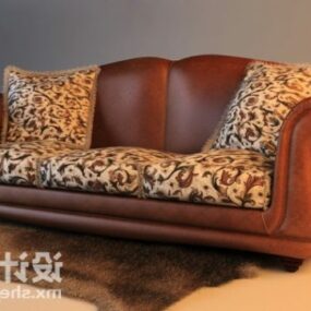 Living Room Pattern Sofa Vintage Style 3d model