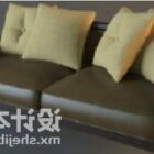 Кожаный диван для гостиной с подушкой
