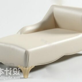 3д модель бежевого кожаного дивана-кушетки