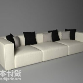 Multi Seaters Sofa White Leather 3d model