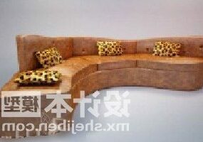 Modelo 3D de sofá curvo com vários lugares