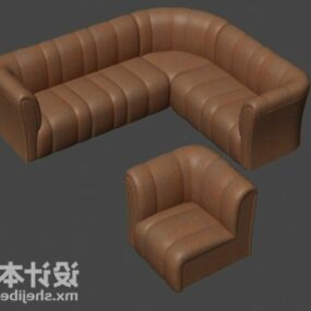 Skórzana sofa wieloosobowa o różnych rozmiarach Model 3D