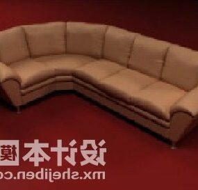Mehrsitzer-Sofa mit Lederfinish, 3D-Modell