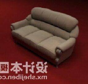 Sofa wieloosobowa z brązowej tkaniny Model 3D