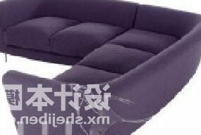 Mehrsitzer-Sofa aus violettem Stoff, 3D-Modell
