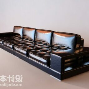 Чорний шкіряний диван багатомісний 3d модель
