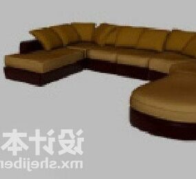 Δερμάτινος καναπές πολλαπλών θέσεων σε σχήμα U 3d μοντέλο