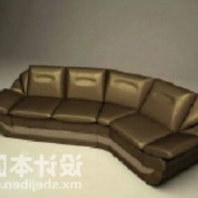 3д модель многоместного дивана из кожаного материала