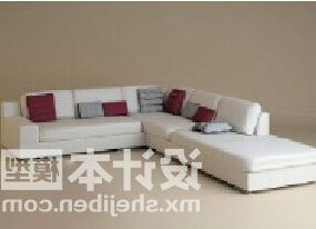 White Multi Seaters Sofa With Coshion 3d model