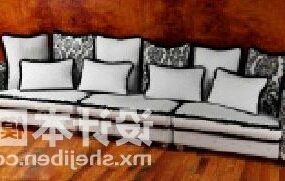 Sofa Fabrik Putih Dengan Model 3d Kusyen