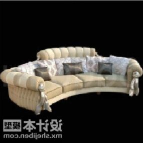 Curved Antique Multi Seaters Sofa 3d model