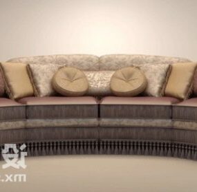 Retro Brown Multi Seaters Sofa 3d model