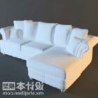 أريكة مقسمة باللون الأبيض ذات مقاعد متعددة