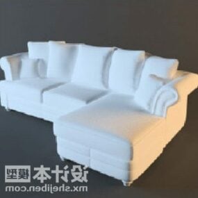 3д модель многоместного секционного дивана белого цвета