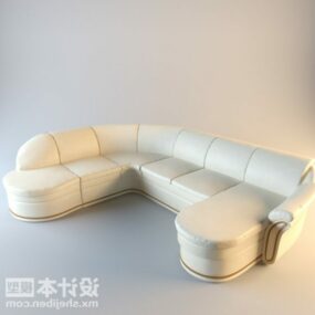 Monipaikkainen sohva Beige Nahkainen 3d-malli