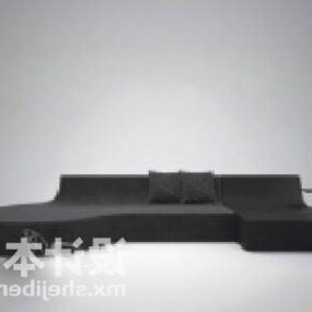 Sofa wieloosobowa z szarego materiału Model 3D