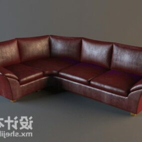 3д модель многоместного дивана с кожаной отделкой