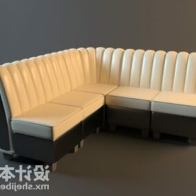 Model 3d Sofa Putih Berbilang Tempat Duduk Reka Bentuk Elegan