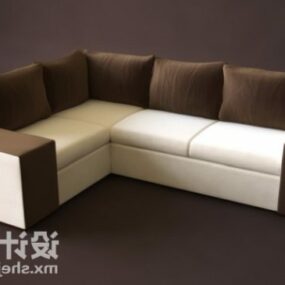 3д модель углового многоместного коричневого дивана