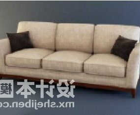 3д модель многоместного дивана с бежевым дизайном ткани