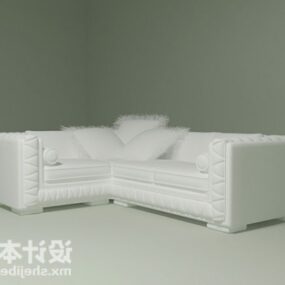 多座位白色沙发角设计3d模型