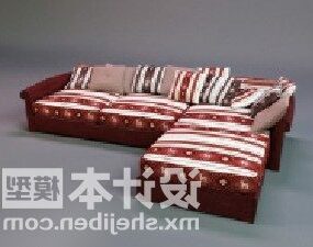 3д модель многоместного дивана с винтажным узором из материала