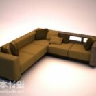 Style d'angle de canapé multi-places marron
