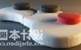 Nowoczesna sofa wieloosobowa z gładkimi krawędziami Model 3D