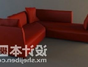 Multi Seaters Sofa Red Velvet 3d model