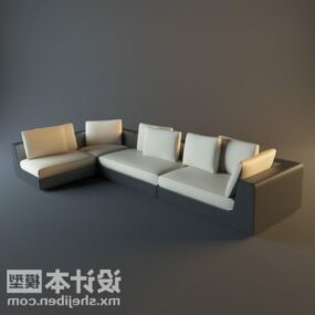 Canapé en cuir multi places beige modèle 3D