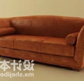 Mehrsitzer-Sofa aus braunem Leder, 3D-Modell