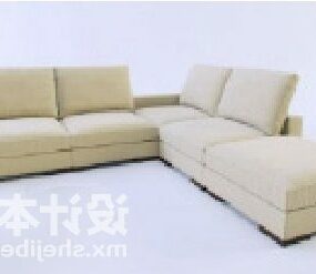 Ecksofa mit mehreren Sitzen, beiges Leder, 3D-Modell