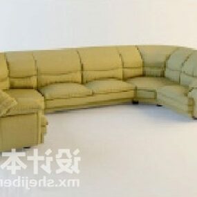 Multi Seaters U Sofa Green Leather 3d model