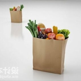 부드러운 가방에 야채와 과일 3d 모델