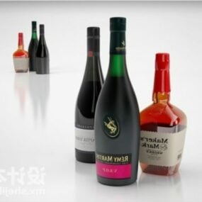 مدل سه بعدی بطری شراب لوکس نوشیدنی