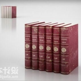 Pile de livres rouges antiques modèle 3D