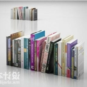 लाइब्रेरी पुस्तकों का ढेर विभिन्न आकार का 3डी मॉडल
