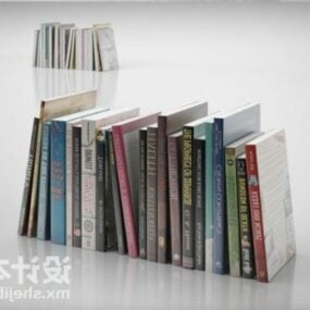 Rak Buku Dengan Buku Dan Tanaman Vas model 3d