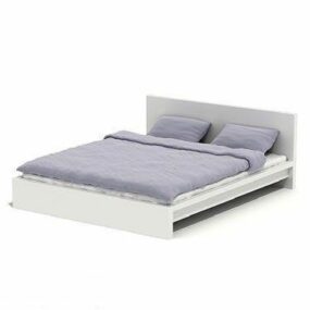 Double Bed Mdf White Color 3d model