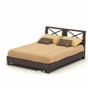 3d модель Double Bed Hotel Brown Wood