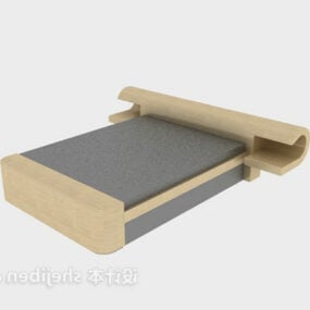 Modern Style Double Bed Wood Frame 3d-modell