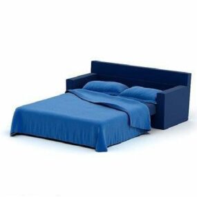 Modelo 3d de cama de casal azul cor