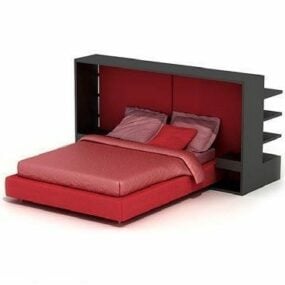 เตียงคู่สีแดงที่นอนแบบ 3 มิติ