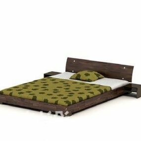 Brown Double Bed With Modern Style 3d model
