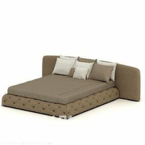 Brown Double Bed With Pillow 3d model