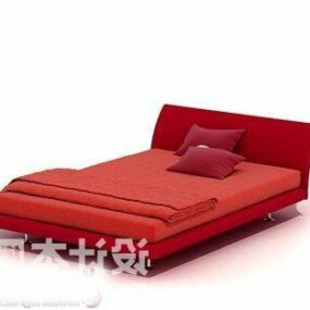 Double Bed Red Color V1 3d model